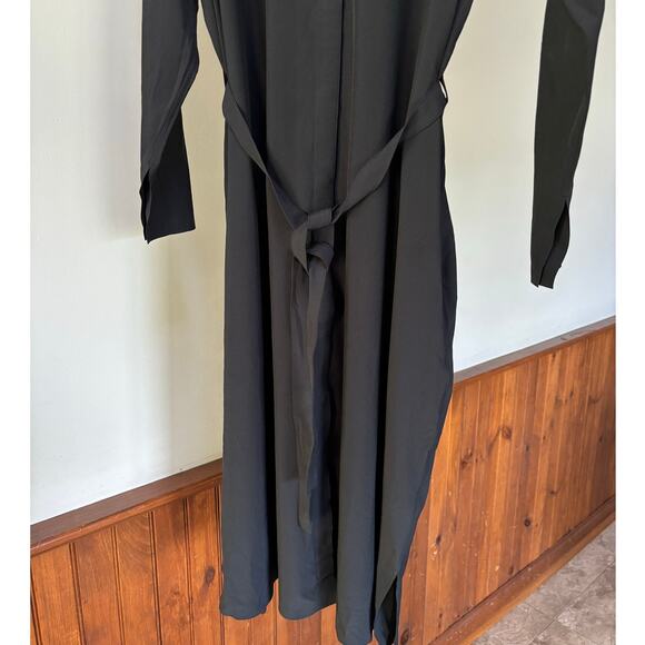 NWOT Athleta Urbanite Womens Shirtdress Black Tie Waist Pockets Long Sleeve L/P - Picture 7 of 15